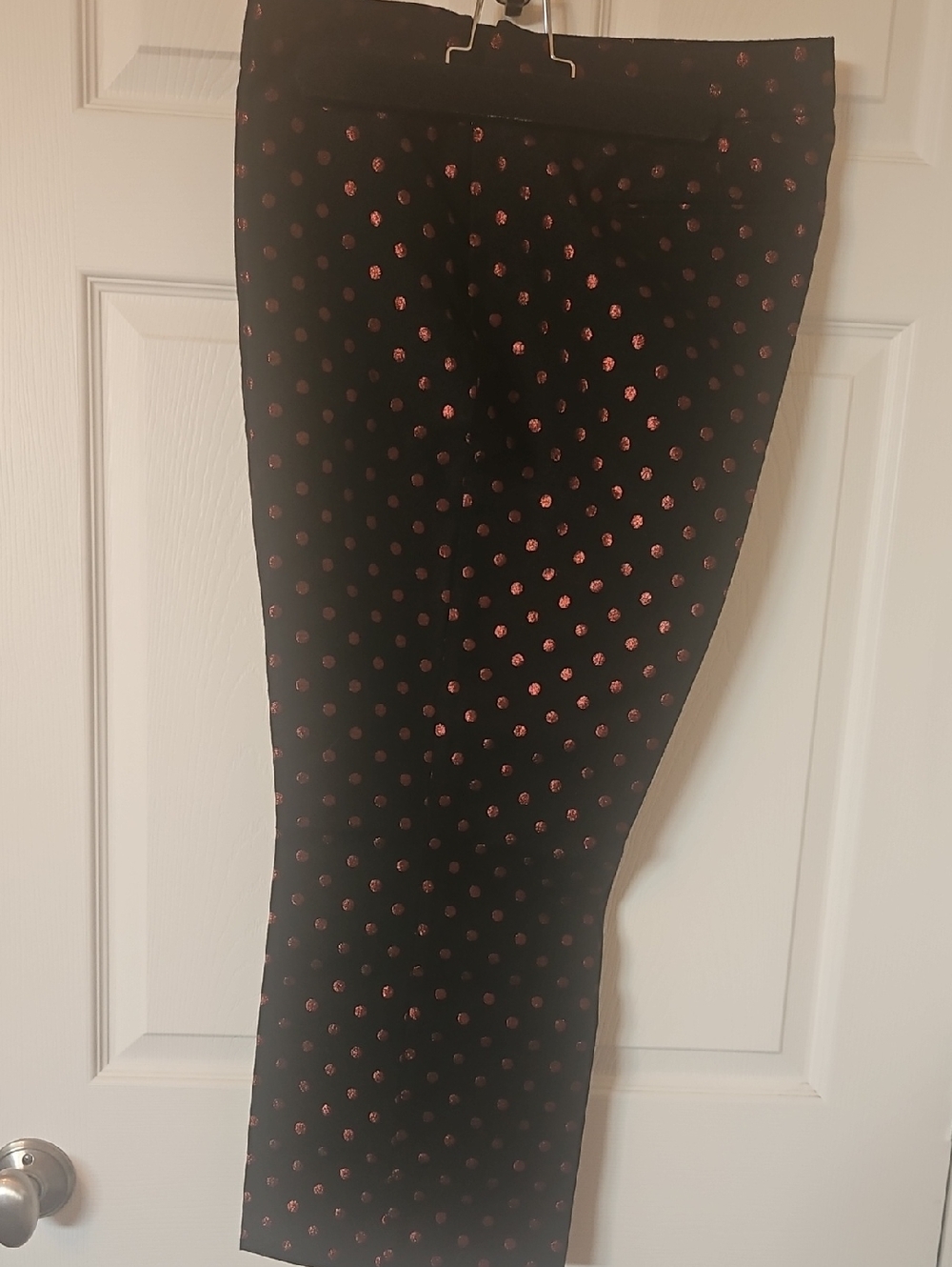 Talbots Black Pants with Shimmery Red Polka Dots